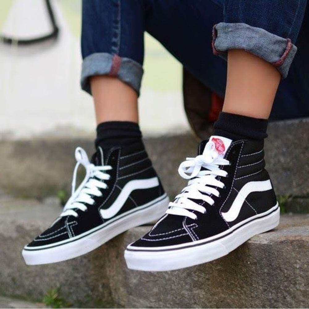 Vans Black and White High-Top Sneakers